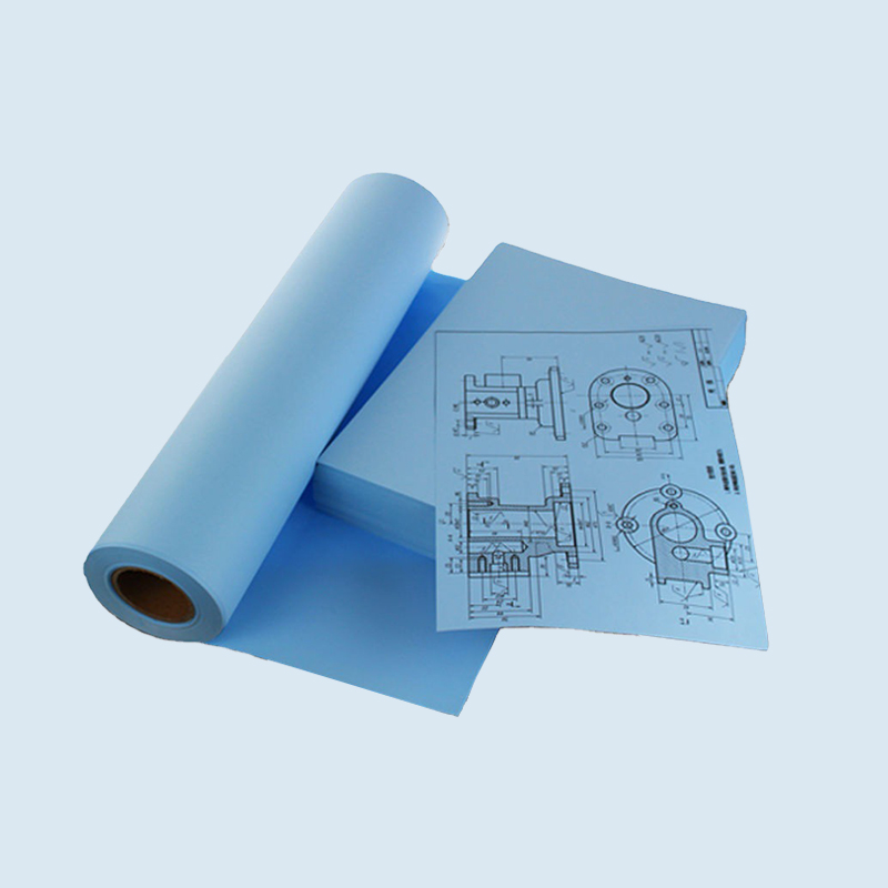 Lang opbevaringstid, mørkeblå enkeltsidet CAD-plotterpapirrulle 80g 1070mm*100m